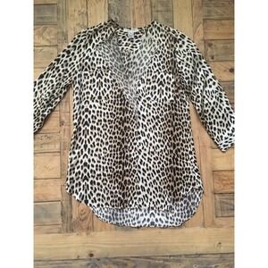 Women's Leopard Print Blouse by Kara Janx, Sz: 6, 100% Silk (b20)